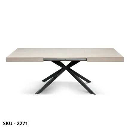 Tavolo Allungabile con Piano in Nobilitato e Gambe a stella in Metallo – Stile Moderno – Made in Italy - 160/240×90 cm– H 74 cm
