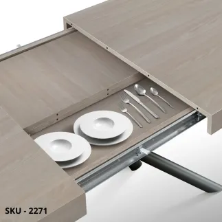 Tavolo Allungabile con Piano in Nobilitato e Gambe a stella in Metallo – Stile Moderno – Made in Italy - 160/240×90 cm– H 74 cm