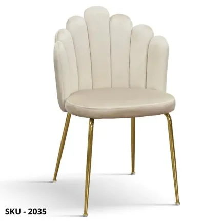 Set 4 Sedie Imbottite in Velluto Panna, Verde, Giallo Ocra e Struttura in Metallo Dorato – Stile Moderno – Contemporaneo