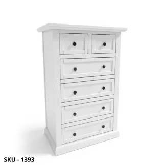 Cassettiera, Noce scuro o Bianco Opaco, 4 cassetti e 2 Cassettini - Arte Povera - Stile Classico - Made in Italy - 63x37x98 cm