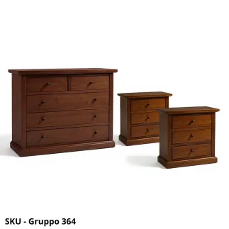 Gruppo 1 Comò e 2 Comodini, Bianco opaco e Noce scuro - Arte Povera - Stile Classico - Made in Italy