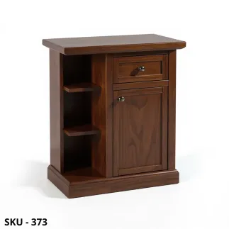 Mobile Porta Telefono, Bianco opaco e Noce scuro, con Cassetto, Anta e Ripiani - Arte Povera - Made in Italy - 60x35x75 cm