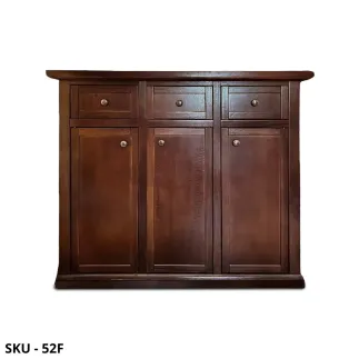 Credenza Madia in Legno, Noce Scuro, 3 Ante e 3 Cassetti - Arte Povera - Stile Classico - Made in Italy - 100x40x88 cm