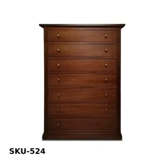 Cassettiera in Legno, Noce Scuro, 7 Cassetti Capienti - Arte Povera - Stile Classico - Made in Italy - 87x37x127 cm