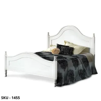 Letto Matrimoniale Classico in Legno, Bianco Opaco - Arte Povera - Stile Classico - Made in Italy - 174x216x148 cm