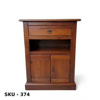 Mobile Porta Telefono, Noce Scuro, con 2 Ante, Cassetto e Vano - Arte Povera - Stile Classico - Made in Italy  - 64x32x75 cm