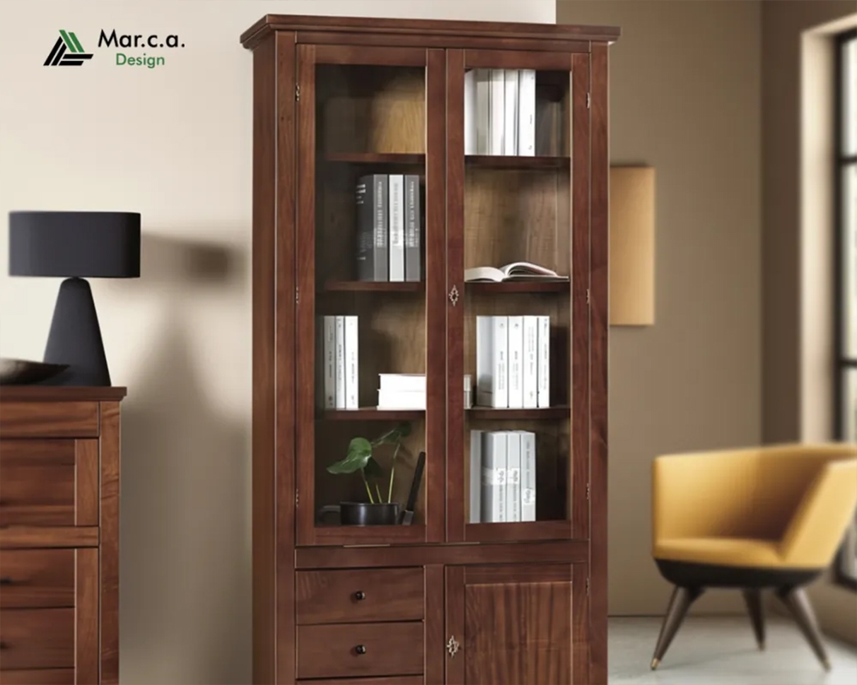 Vetrina Libreria in Legno Stile Arte Povera – Made in Italy