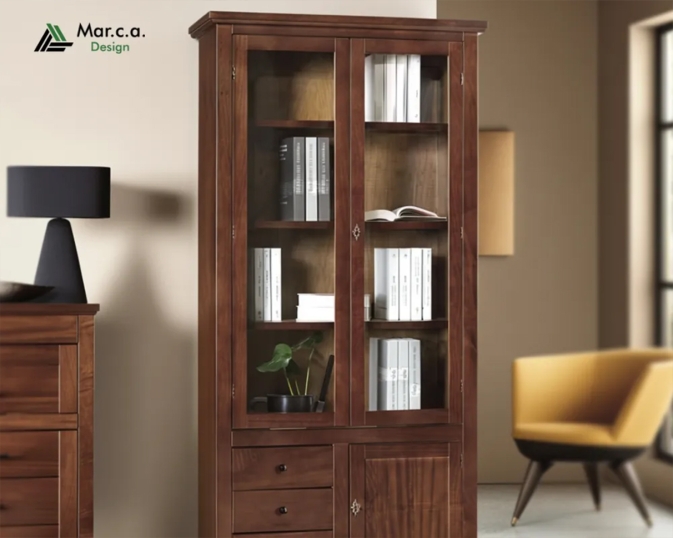 Vetrina Libreria in Legno Stile Arte Povera – Made in Italy