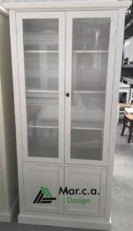 Vetrina/Cristalliera in legno di pioppo, bianco opaco